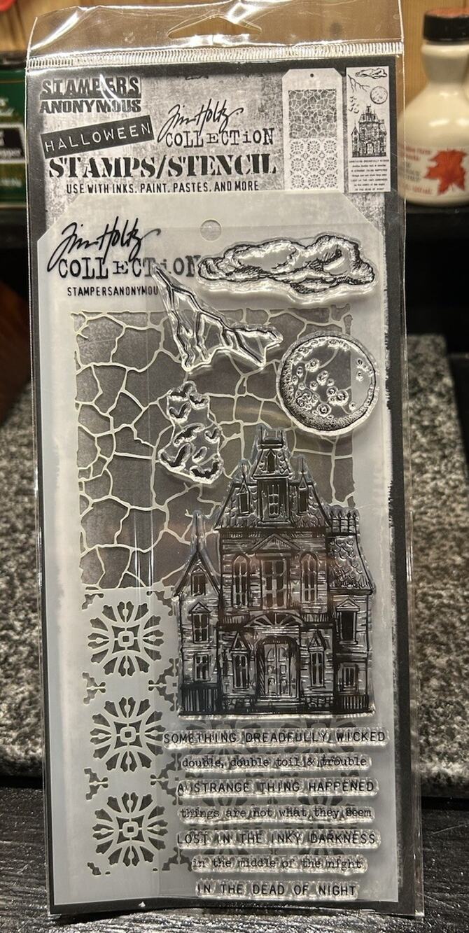 Tim Holtz Stampers Anonymous Stamps & Stencil Set THMM149 Halloween New Spooky
